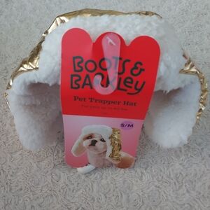 Boots & Barkley Gold and White Sherpa Lined Pet Trapper Hat S/M
